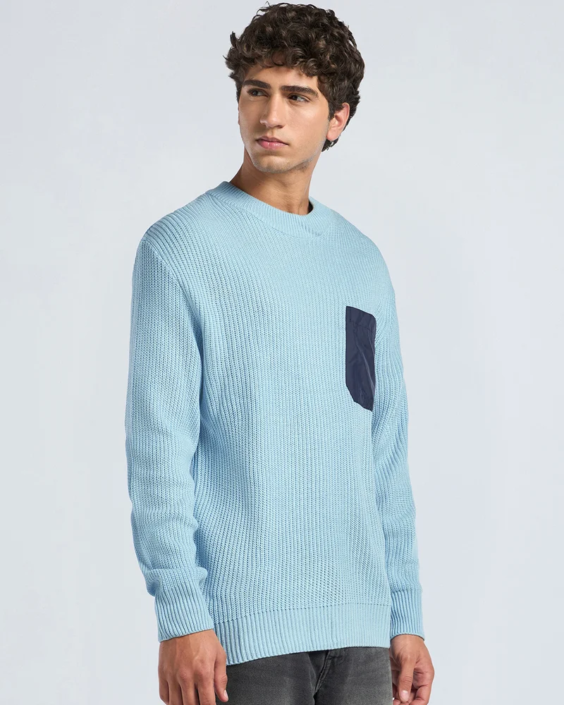 بيواكوف Men's Blue Oversized Sweater